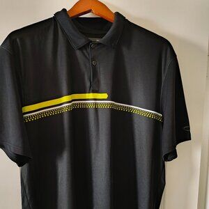 Oakley Men’s Polo Shirt – Black with Yellow Stripe Detail – Size XXL